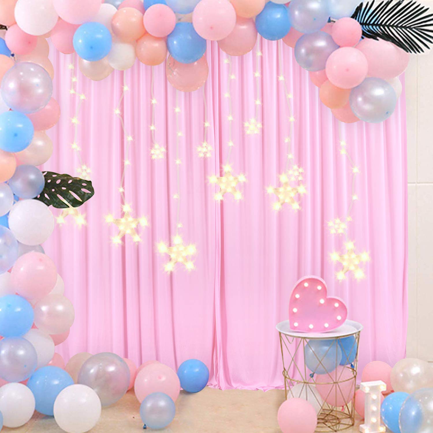 10Ft X 10Ft Pink Backdrop Curtain For Parties Light Pink Wrinkle Free Backdrop Drapes Panels For Baby Shower Wedding Birthday Ph